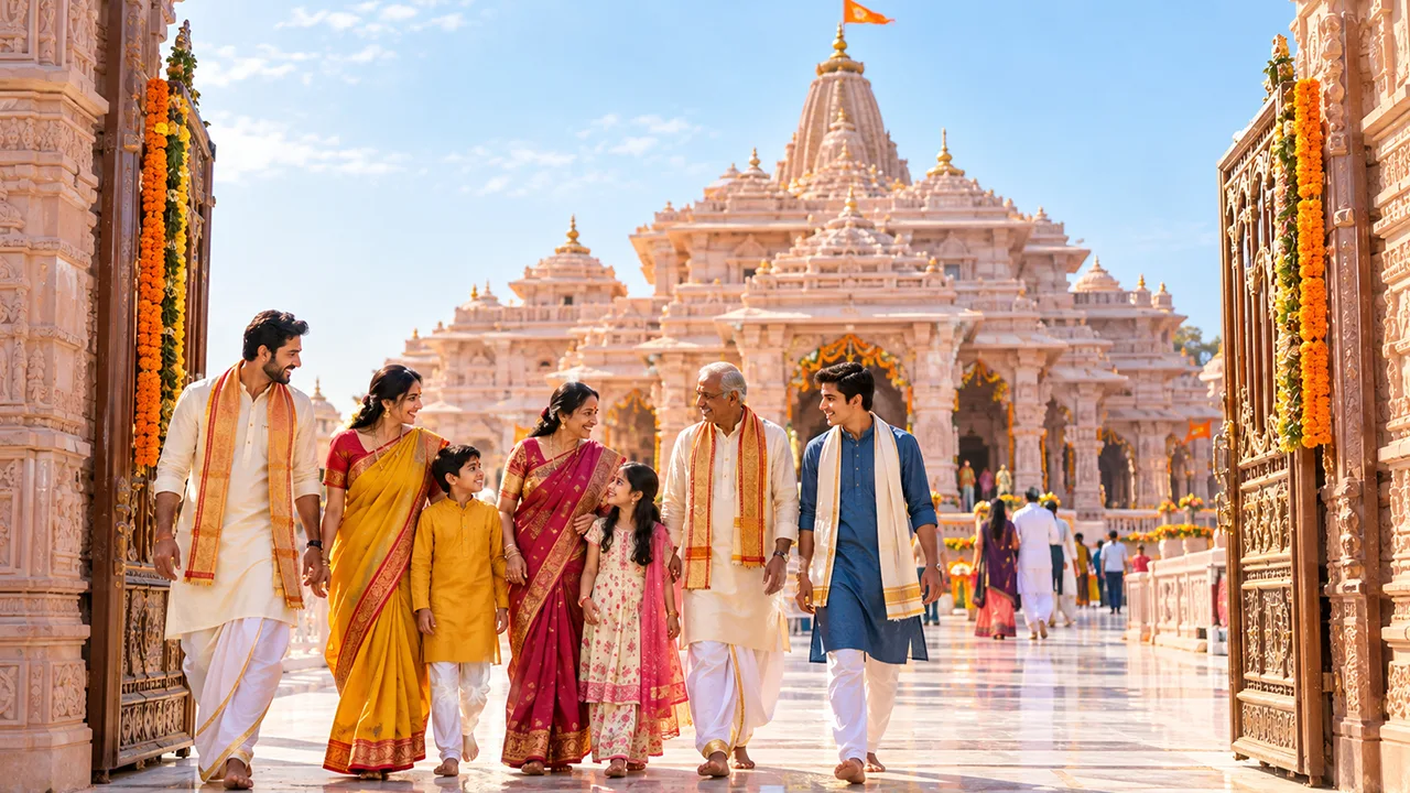 Family travel during an Ayodhya pilgrimage tour