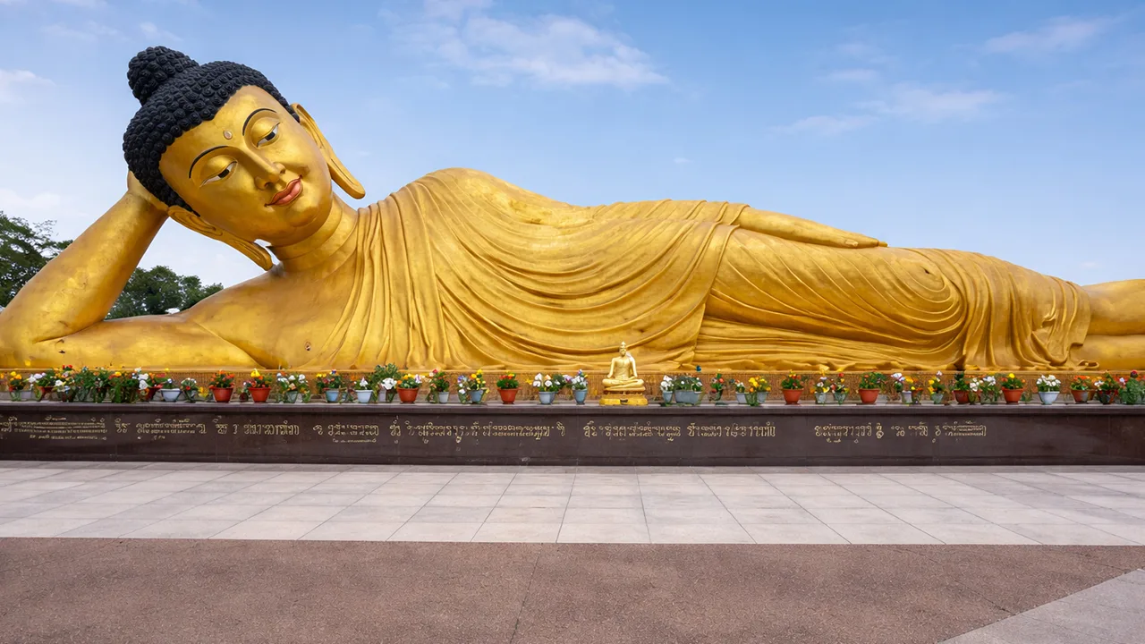 Reclining Buddha statue in Bodh Gaya Bihar India