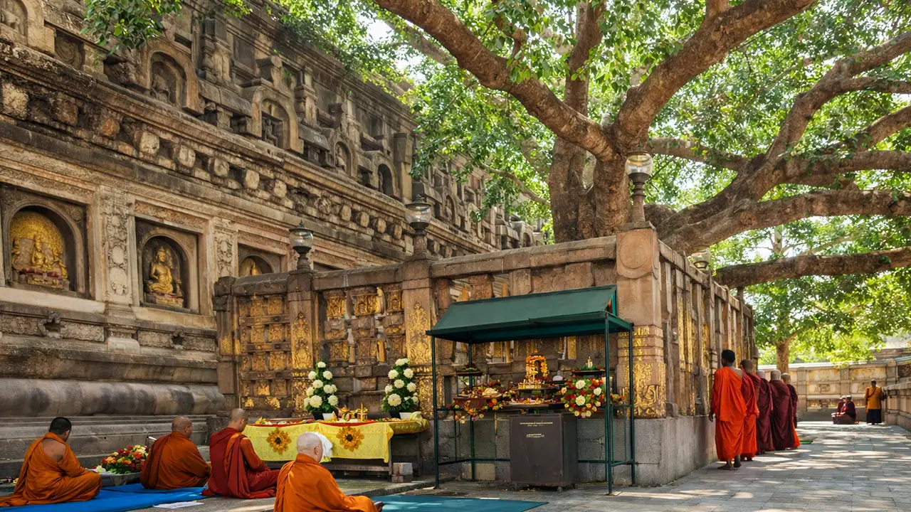 Sacred Bodhi Tree in Bodh Gaya where Buddha attained enlightenment