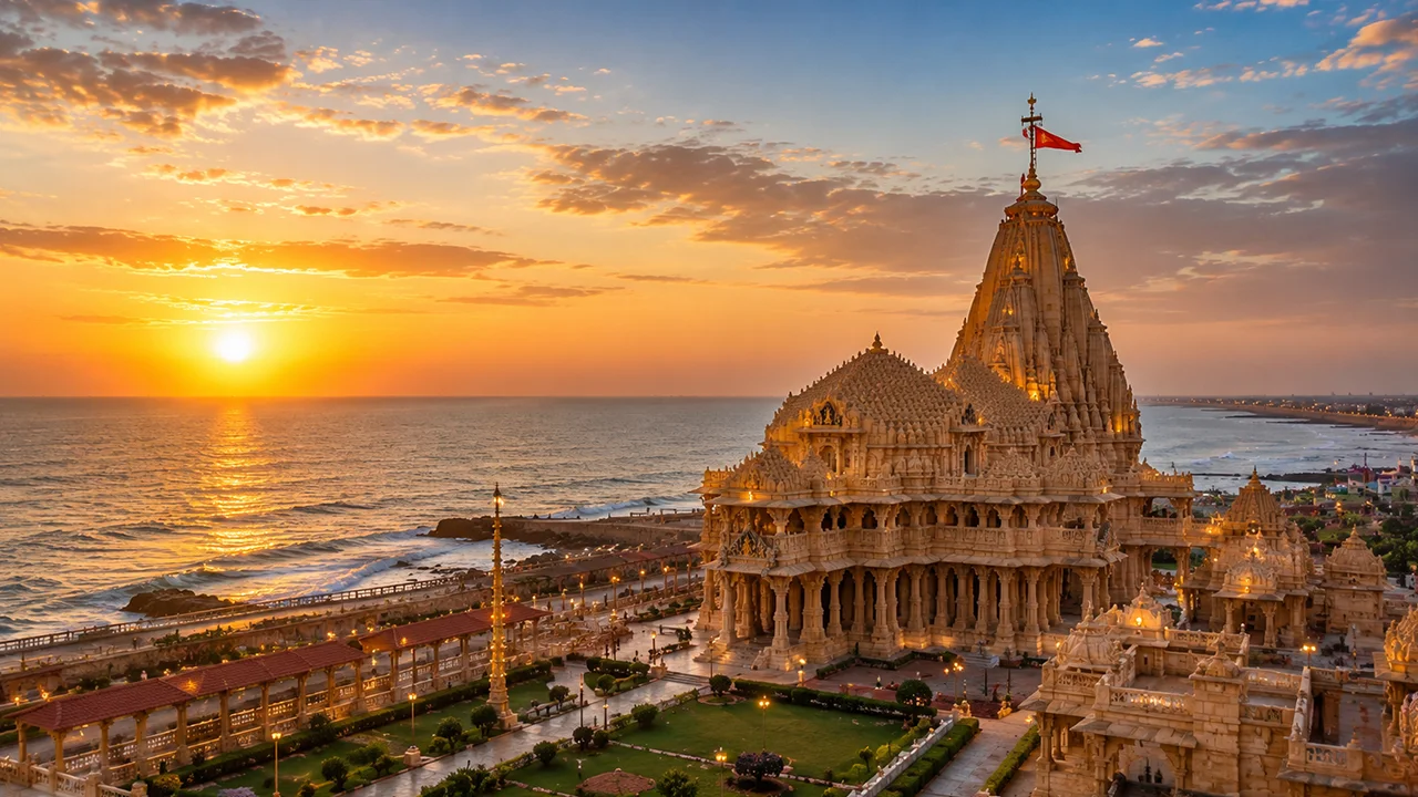 Gujarat Travel – Somnath Temple overlooking the Arabian Sea