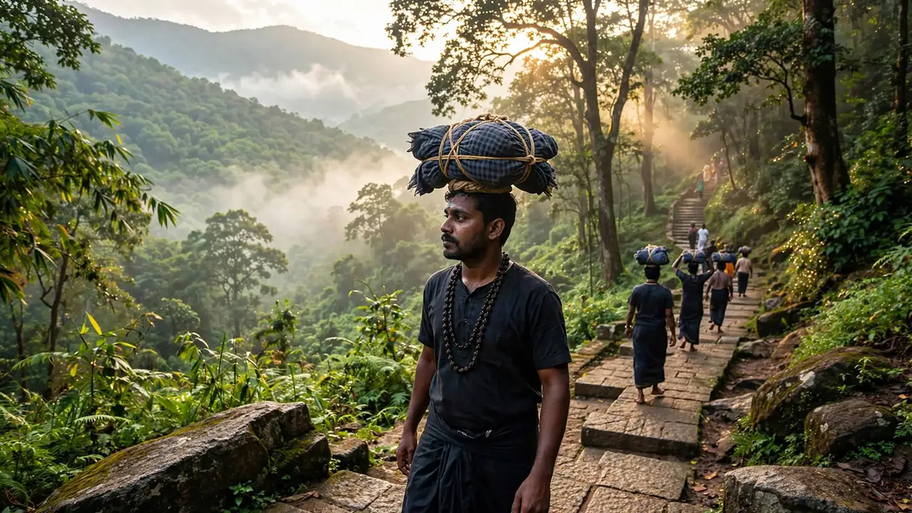 Irumudi Kettu carried by a devotee during Sabarimala pilgrimage