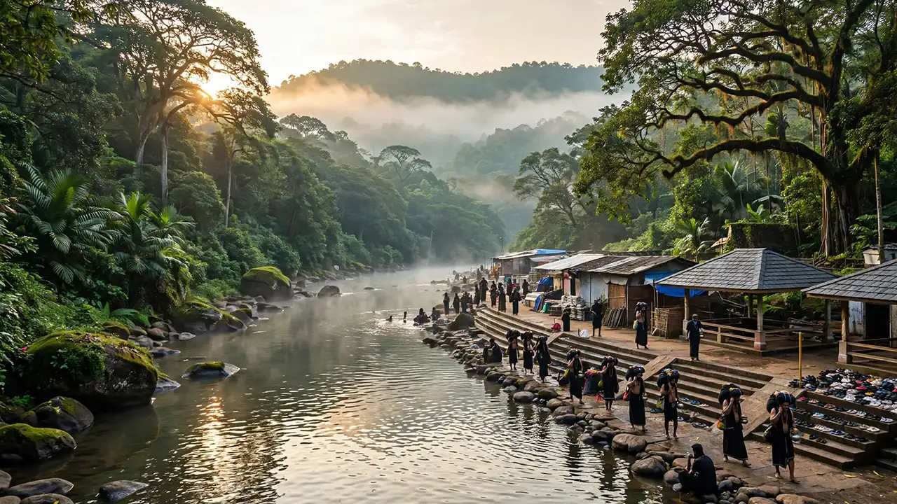 Pampa River and pilgrimage surroundings near Sabarimala