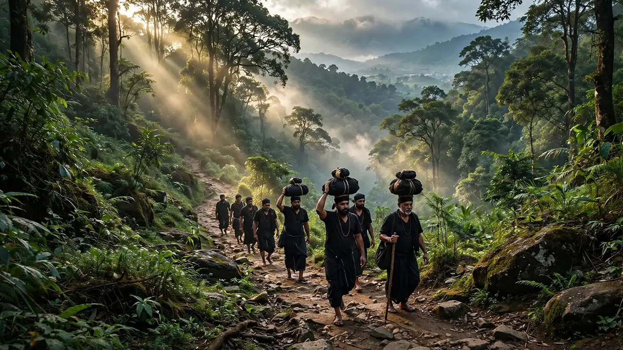 Sabarimala pilgrimage route through the forest hills of Kerala