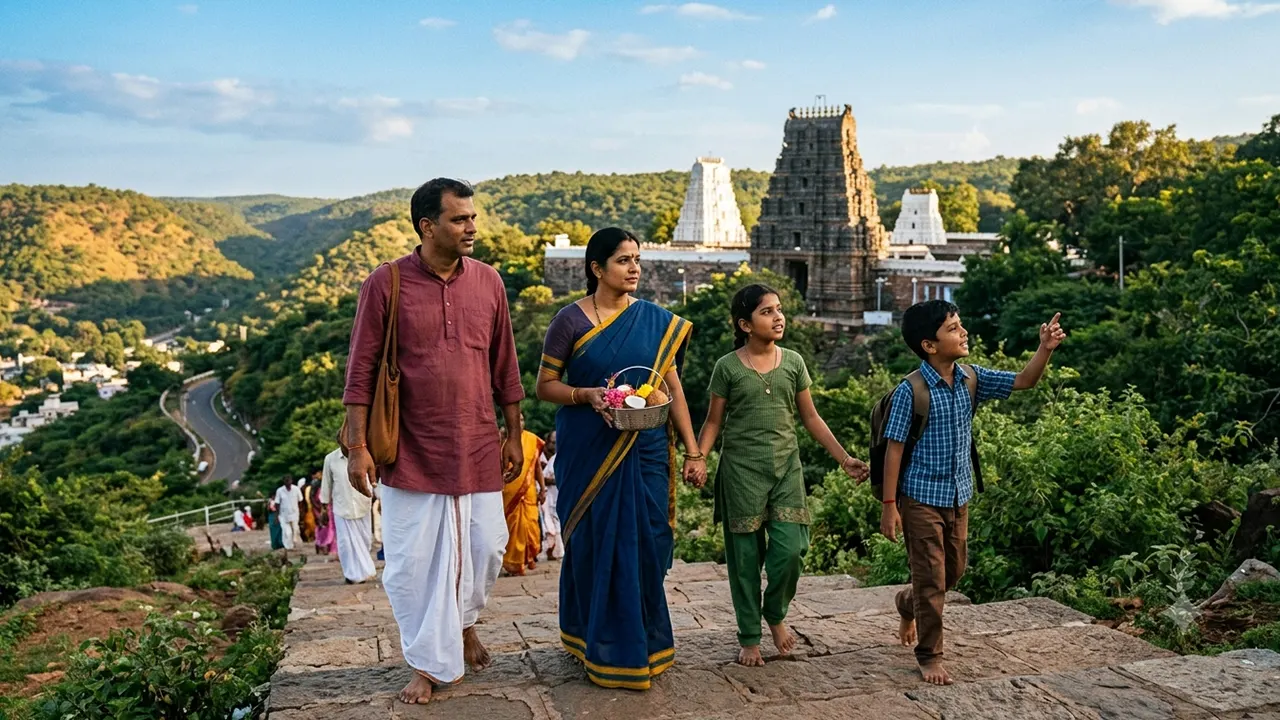 Family pilgrims travelling to Srisailam Temple