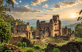 Ethiopia northern highlands tour featuring Simien Mountains, Gondar, Lalibela, and scenic landscapes