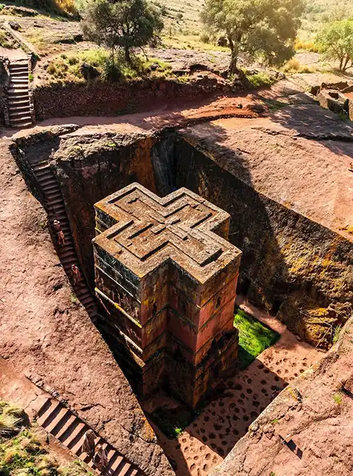 Ethiopia Bete Giyorgis rock-hewn church showcasing ancient architecture, sacred heritage, and spiritual travel experiences