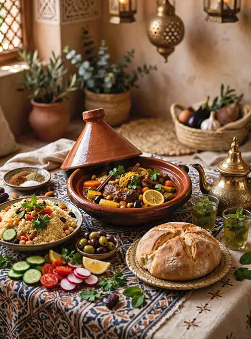 Experience authentic Moroccan food with traditional tagine, couscous, mint tea, and culinary tourism