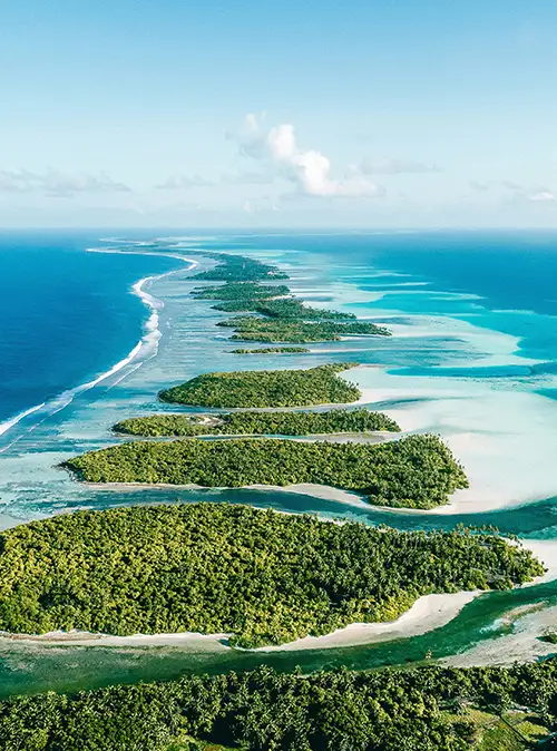 Beautiful tropical islands in Maldives with turquoise lagoons and luxury resorts