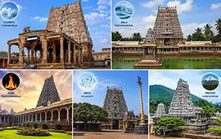 Pancha Bhoota Sthala pilgrimage circuit covering the five elemental Shiva temples in Tamil Nadu