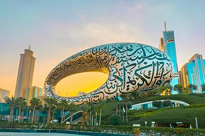 Dubai, a luxurious desert city famous for skyscrapers and shopping attractions.