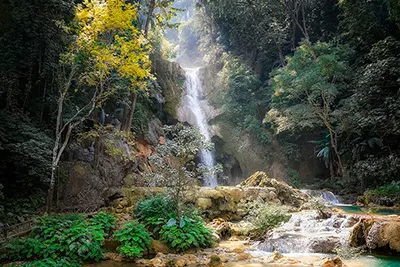 Luang Prabang, Laos’ UNESCO town filled with temples, waterfalls, and French charm.